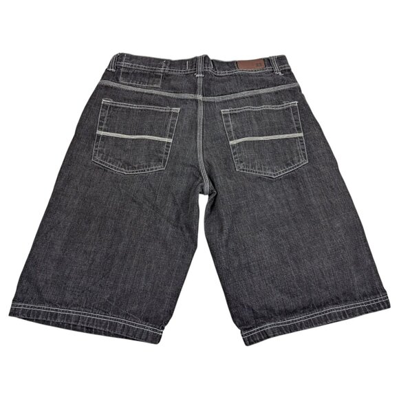 VTG Y2K Rich Kids RK Denim Jeans Co‎ Baggy Shorts Black White Men’s Size 36x13.5 - Picture 7 of 12